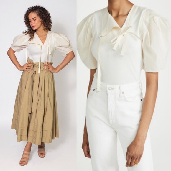 NEW Ulla Johnson Blair Top Eclipse White Size P or XS Puff Shoulder Blouse Boho - Picture 3 of 11